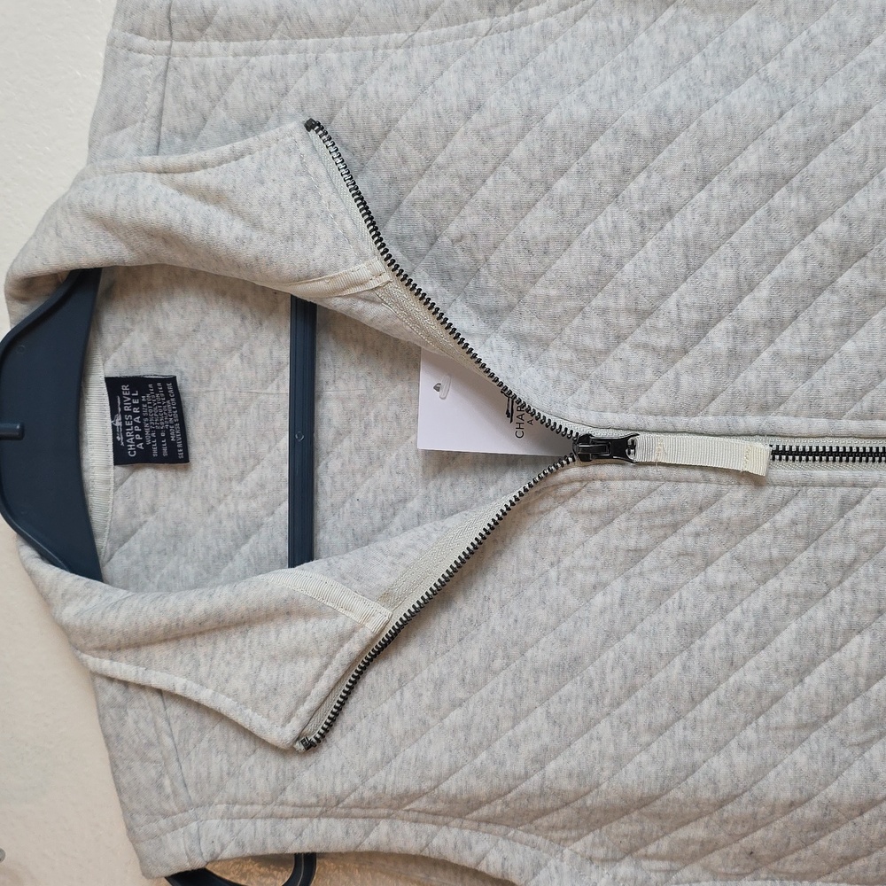 Charles River Quilted Vest Medium Heathered  Gray New Tags - Picture 4 of 12